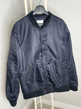 Reigning Champ Navy Satin Bomber Jacket